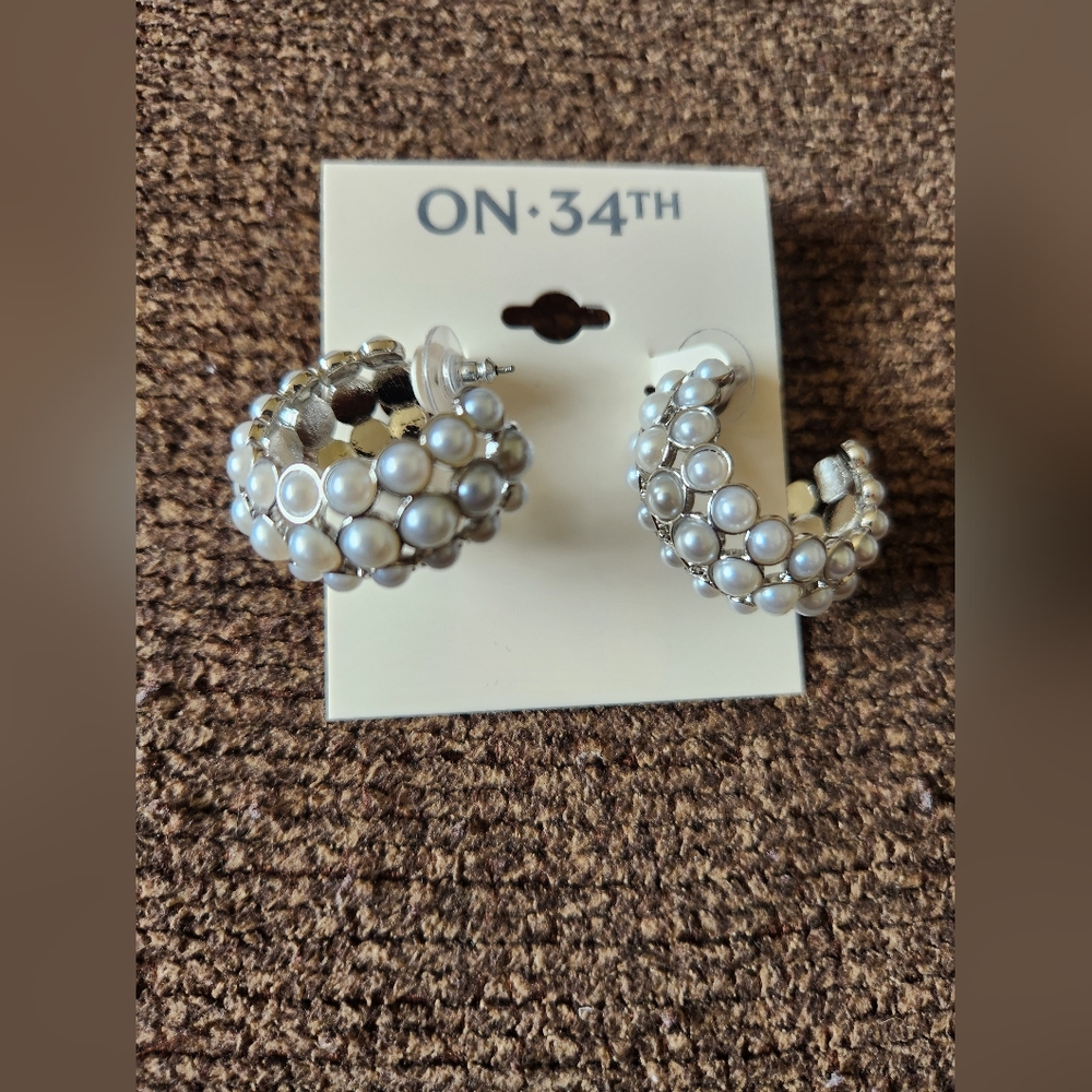 On 34th Hoop Earrings NWT